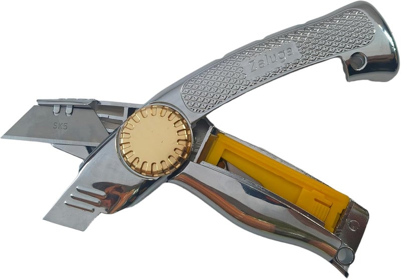 Zeluga 19-524 Fixed Blade Utility Knife with Die Cast Aluminium Housing, Quick Blade Change, 10 Blades Included - Image 3